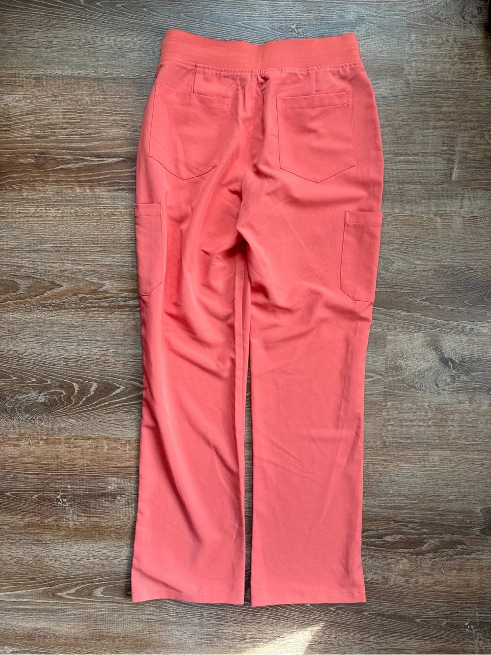 Mandala Women’s High Waisted Wide Leg Scrub Pants Sunkissed Coral XS Regular